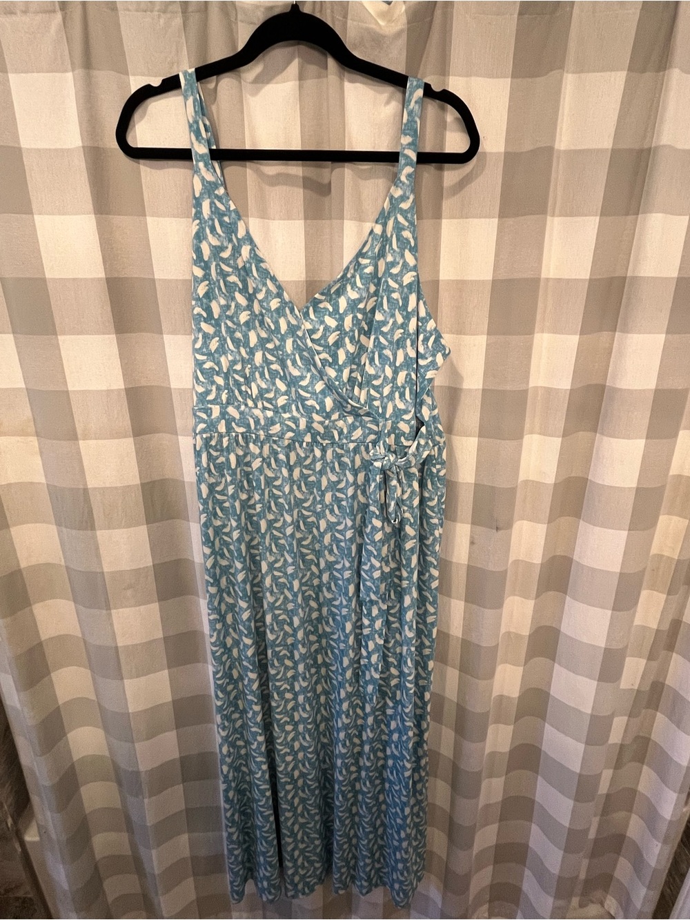Gilli Blue and White Printed Wrap Maxi Dress
